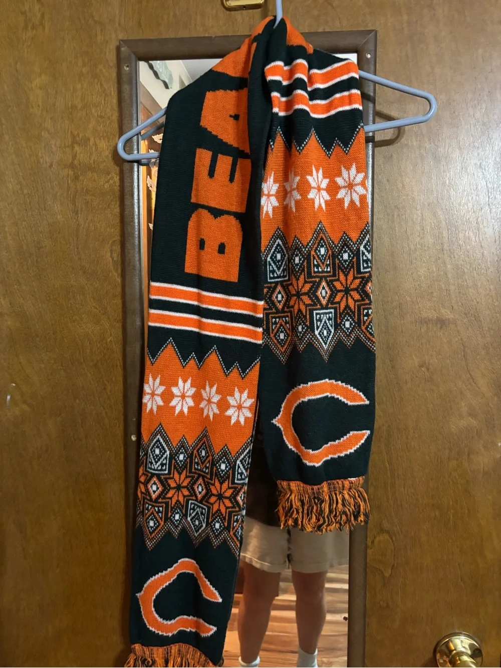 Black & Orange Patterned Knit Scarf